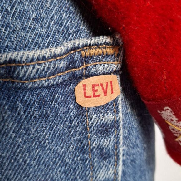 Santa Claus Standing Figure 14" Blue Denim Stocking Cap Holly Red Table Decor - Picture 5 of 7